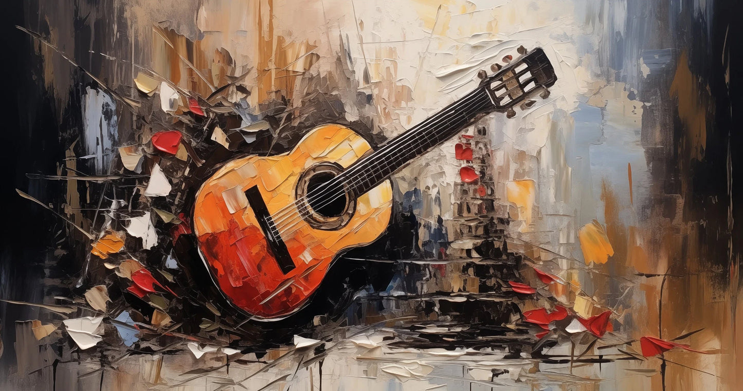 Abstract Riot Symphony Canvas Violin Piano Drums Cello Guitar Retro Music Wall Art Print