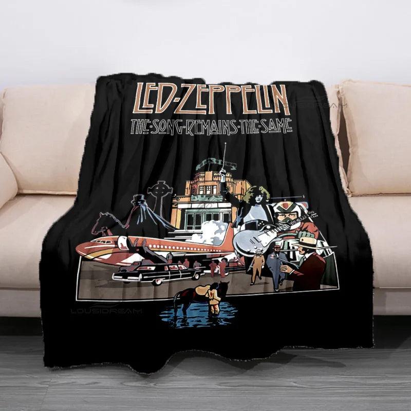 Retro Band Zeppelins Patterns Blanket Led Rock Bank Flannel Blanket Super Soft Sheet Mattresses Cozy Lazy Couch Cover Blanket - Lizard Vigilante