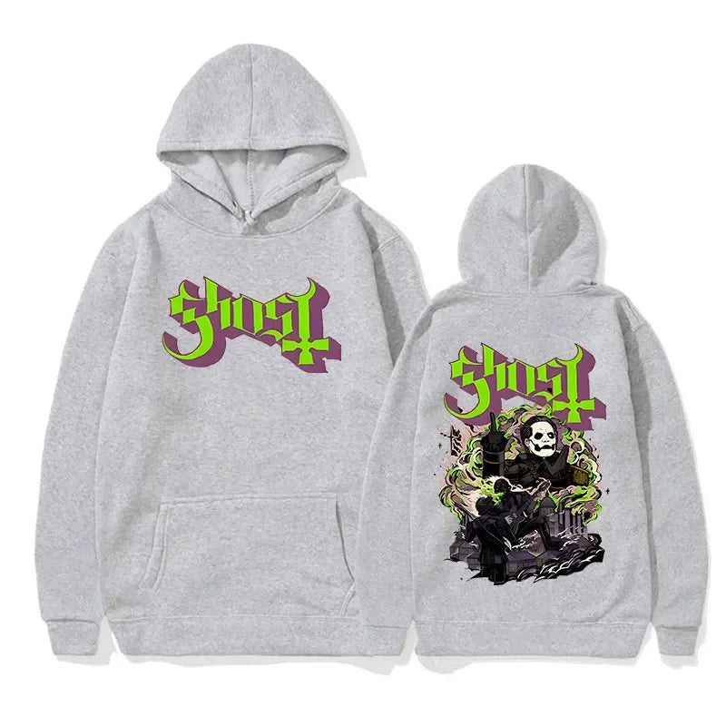 Rock Ghost Band Retro Hoodie – Unisex Oversized Y2K Long Sleeve Sweatshirt - Premium Long-sleeve hoodie from Lizard Vigilante - Just $43.88! Shop now at Lizard Vigilante