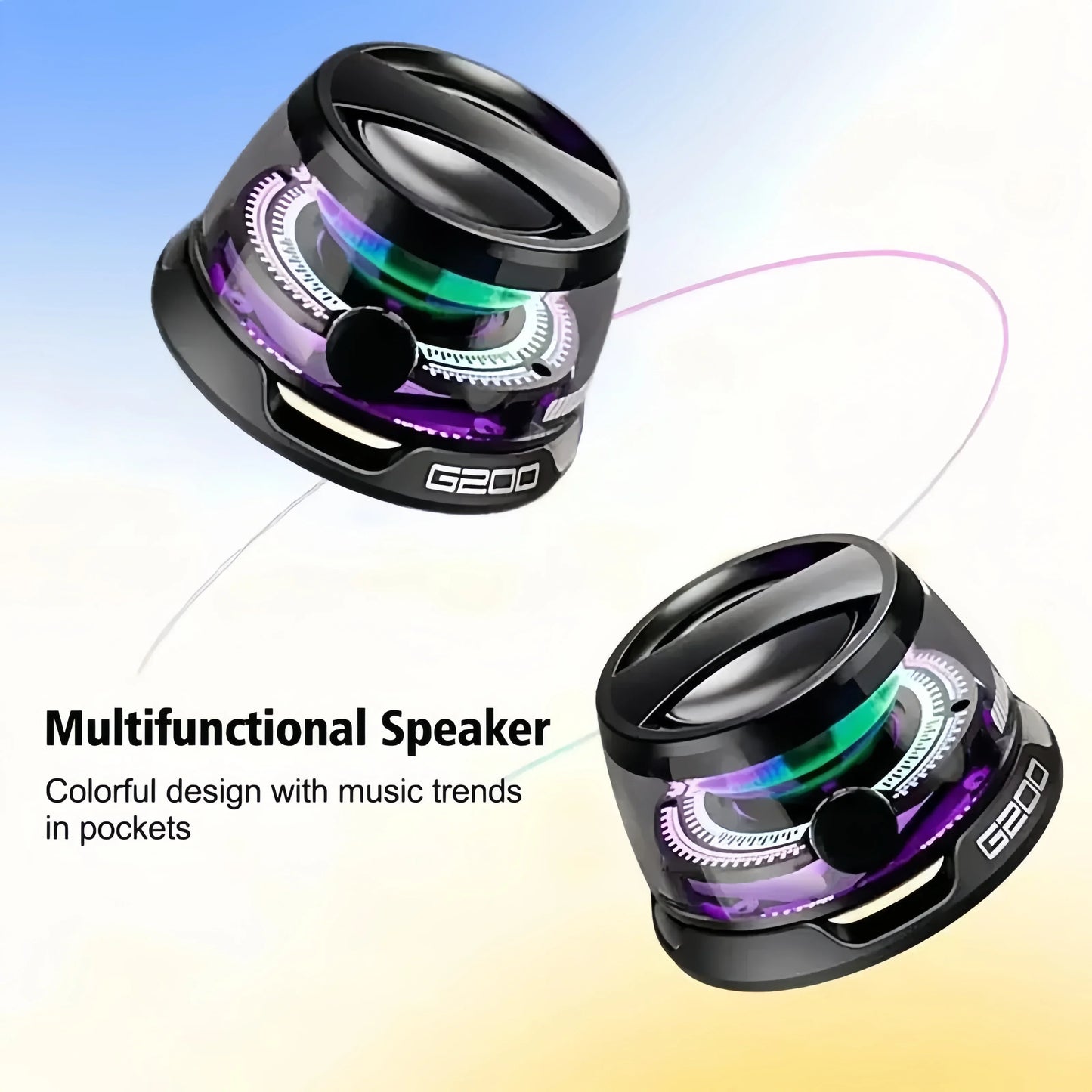 Outdoor Magnetic Bluetooth Speaker Wireless Portable Mini Travel Stereo Speaker with RGB Color Light and Phone Holder for IOS