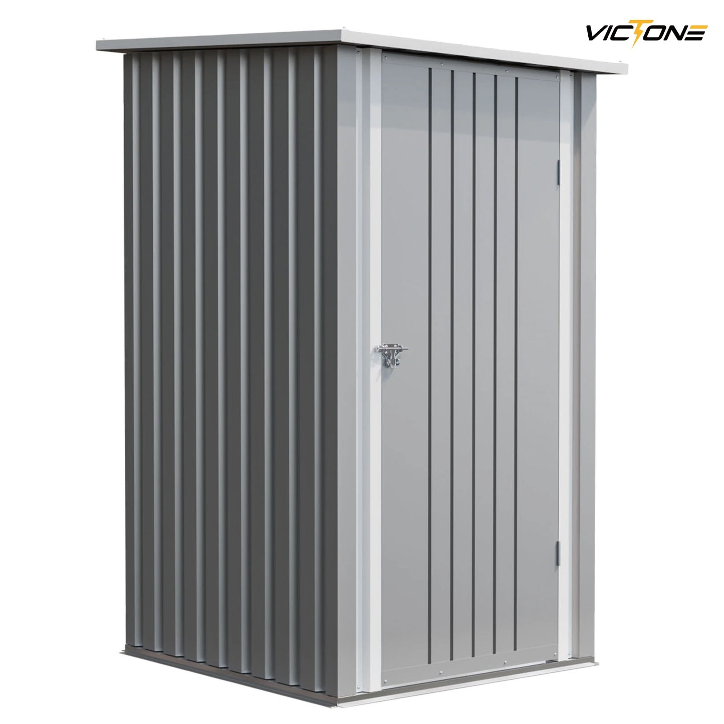 Victone 3' x 3' Compact Outdoor Storage Shed - Durable Small Garden Tool Storage with Sloping Roof, Single Lockable Door, Grey - Premium  from Lizard Vigilante - Just $213.99! Shop now at Lizard Vigilante