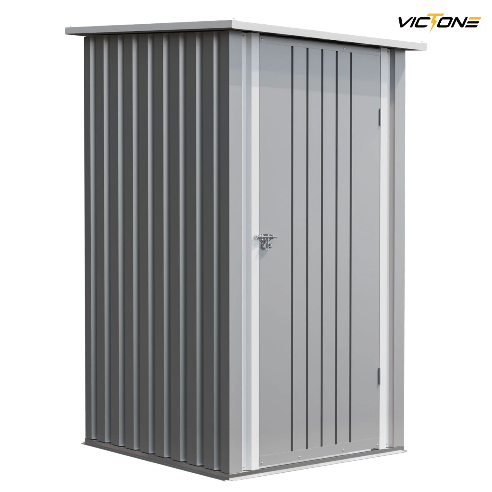 Victone 3' x 3' Compact Outdoor Storage Shed - Durable Small Garden Tool Storage with Sloping Roof, Single Lockable Door, Grey - Premium  from Lizard Vigilante - Just $213.99! Shop now at Lizard Vigilante