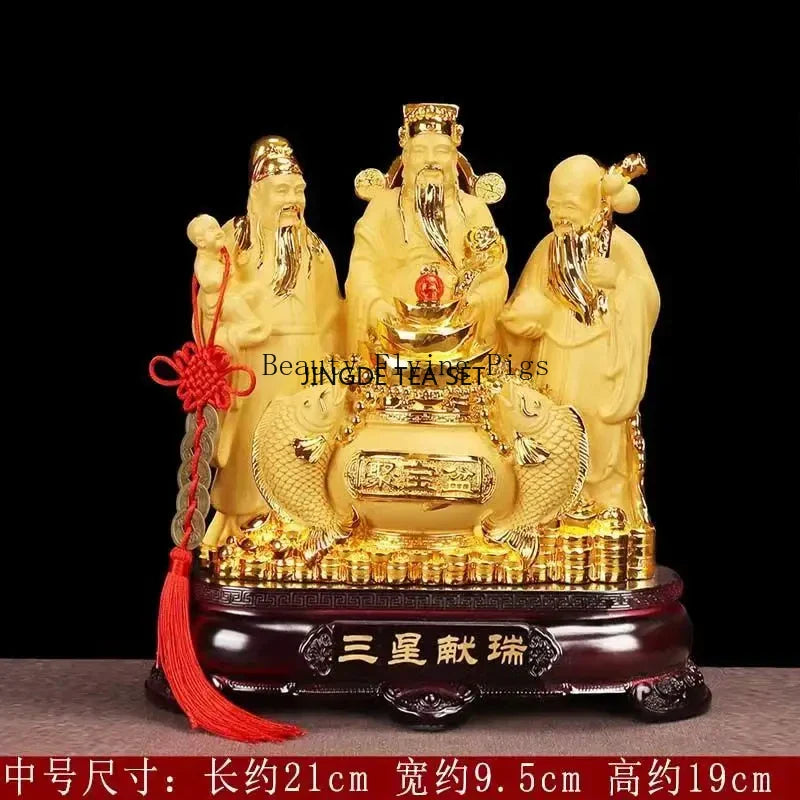 Fortune three-star Feng Shui statue Fu Lu Shou home decoration living room decoration business gifts
