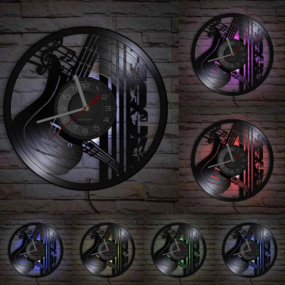 Guitar Player Vinyl Record Wall Clock: The Rock Music Instrument Wall Art for Your Living Room