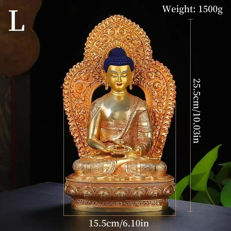 Amitabha Buddha Statue Buddhist Item,Backlight Brass Exquisite Nepal Tantric Altars Home Decorative Amitabha Buddha Figurine