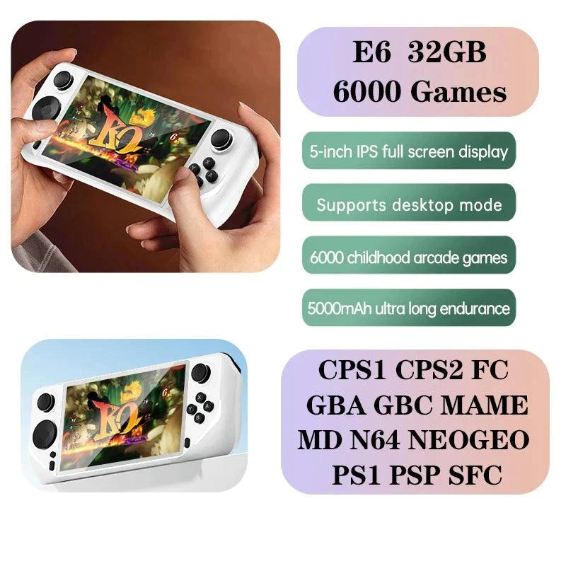 E6 Handheld GAME Console Portable Video Game 5-inch IPS Screen Retro Gamebox With 2.4G Wireless Controller Support PSP PS1 N64 - Lizard Vigilante