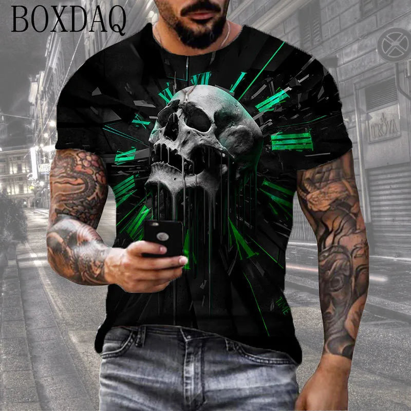 Horror Death Men's Skull T-Shirts Short Sleeve 3d Print Terror Street Hip Hop T Shirt  O-Neck Loose Casual Summer Tops Clothing - Premium tee shirt from Lizard Vigilante - Just $22.99! Shop now at Lizard Vigilante