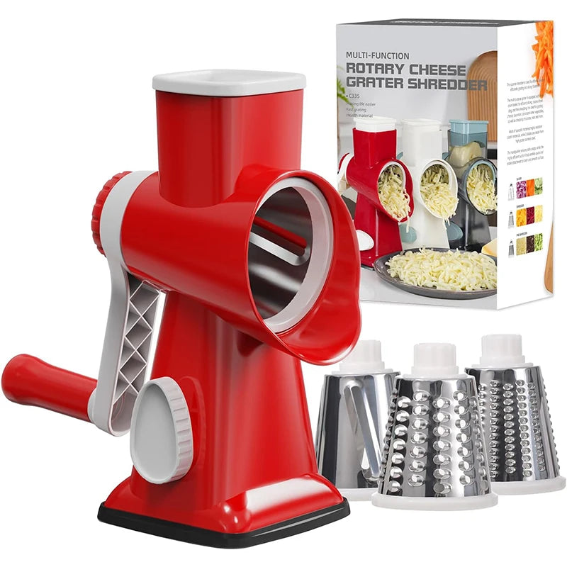 3-in-1 Rotary Cheese Grater - Versatile Manual Vegetable Slicer, Nut Grinder, and Cheese Shredder for Effortless Kitchen Prep - Premium grater from Lizard Vigilante - Just $38.88! Shop now at Lizard Vigilante