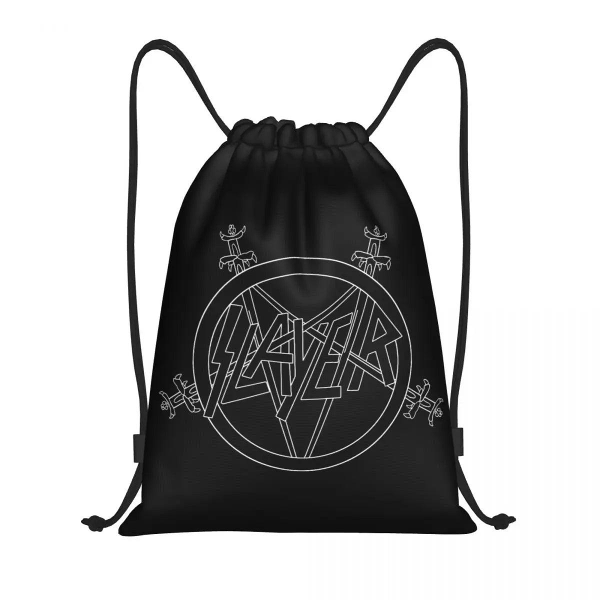 Heavy Metal Rock Slayers Logo Drawstring Bags Women Men Portable Sports Gym Sackpack Thrash Band Shopping Backpacks - Lizard Vigilante