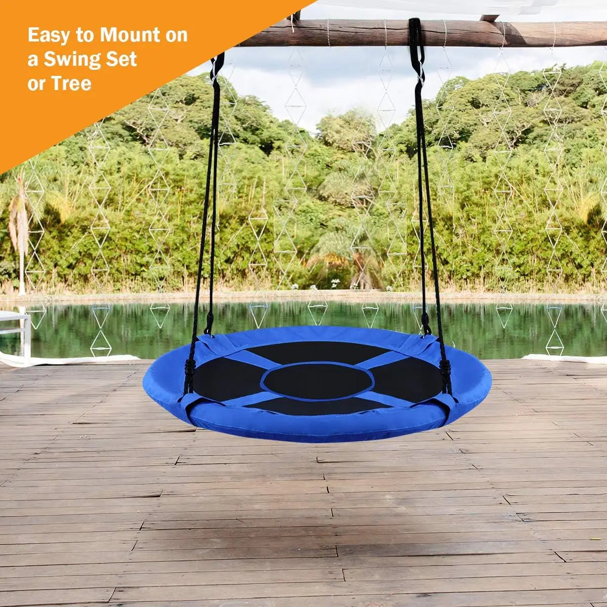 Tree Swing, 40 Inch Saucer Swing for Kids Outdoor, 700 lbs Weight Capacity Round Swing w/ 900D Waterproof Oxford Cloth, Adjustab - Premium  from Lizard Vigilante - Just $63.99! Shop now at Lizard Vigilante