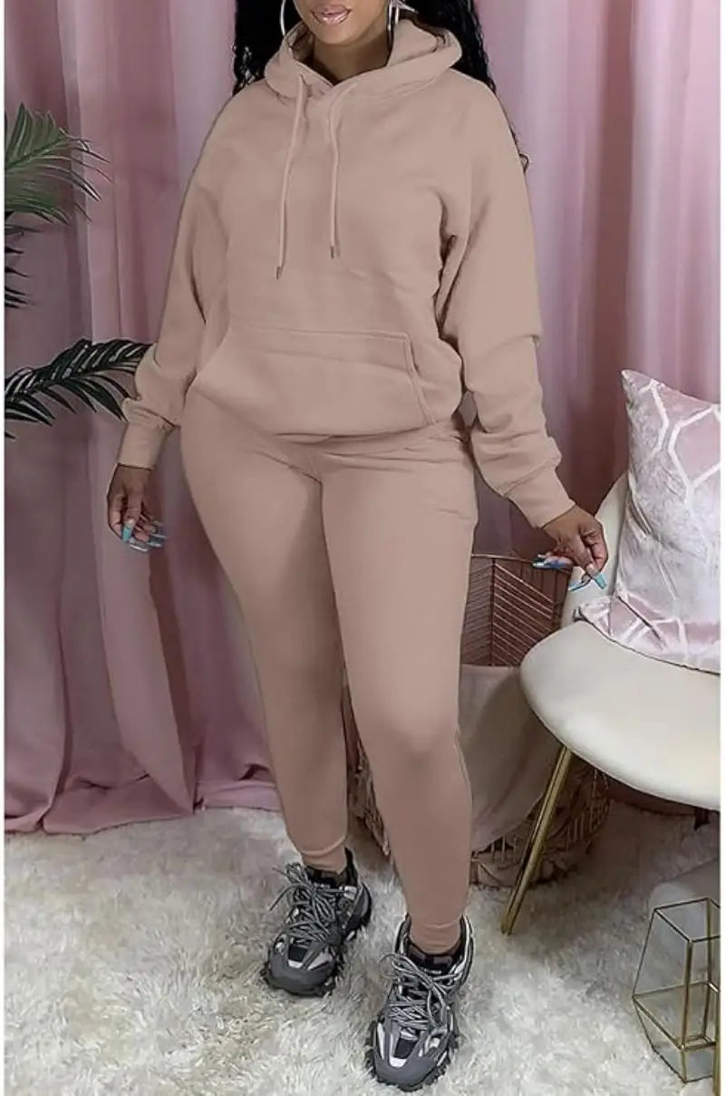 Women's Two-Piece Sweatsuit Set – Long Sleeve Hoodie Top and Jogger Pants Casual Tracksuit for Autumn & Winter - Premium sweatsuit from Lizard Vigilante - Just $58.88! Shop now at Lizard Vigilante