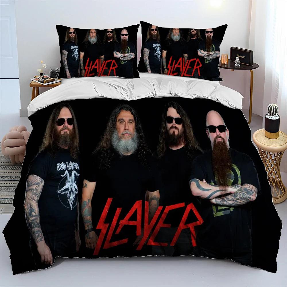 Slayer Show No Mercy Heavy Metal Band Music Comforter Bedding Set, Duvet Cover Bed Quilt Cover Pillowcase,king Queen Size Bedding Set Kids - Lizard Vigilante