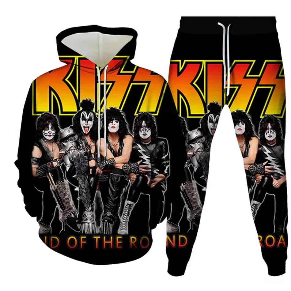 KISS Rock Band 3D Printed Hoodie & Jogger Pants Set – Iconic Fashion Tracksuit for Men and Kids – Bold Casual Streetwear for All Seasons - Premium hoodie from Lizard Vigilante - Just $63.88! Shop now at Lizard Vigilante