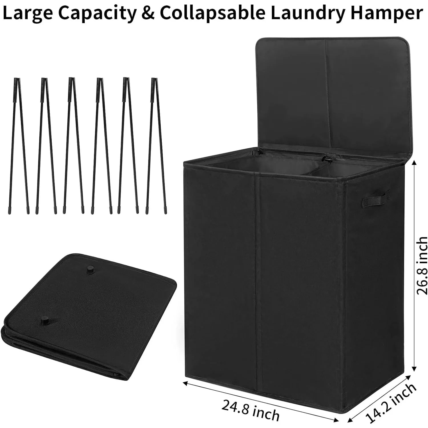 WOWLIVE 154L Double Laundry Hamper with Lid and Removable Laundry Bags, Large Dirty Clothes Hamper 2 section Collapsible - Premium hamper from Lizard Vigilante - Just $56.88! Shop now at Lizard Vigilante