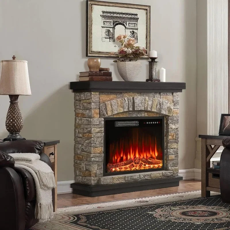 36-Inch Electric Fireplace with Mantel & 23-Inch Insert | Freestanding Heater & TV Stand with Remote Control Timer - Premium fireplace from Lizard Vigilante - Just $1091.08! Shop now at Lizard Vigilante