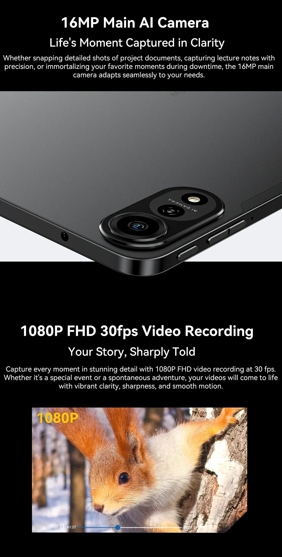 Blackview MEGA 2 Tablets 12 inch 2K Display Widevine L1 24GB(8+16) Android 15 256GB 9000mAh AI Main Camera Pad PC