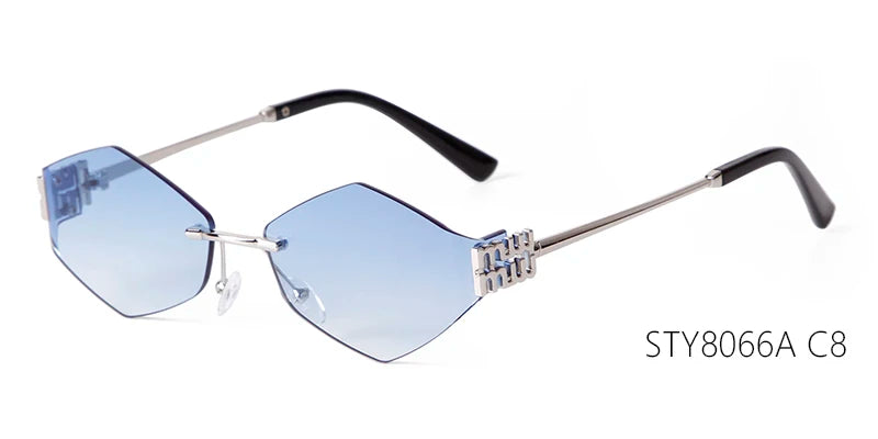 Trend Hexagon Rimless Sunglasses Women Men Brand Designer Gradient blue lens Polygon Metal Frame Driving Sun Glasses Shades Male - Premium  from Lizard Vigilante - Just $10.99! Shop now at Lizard Vigilante