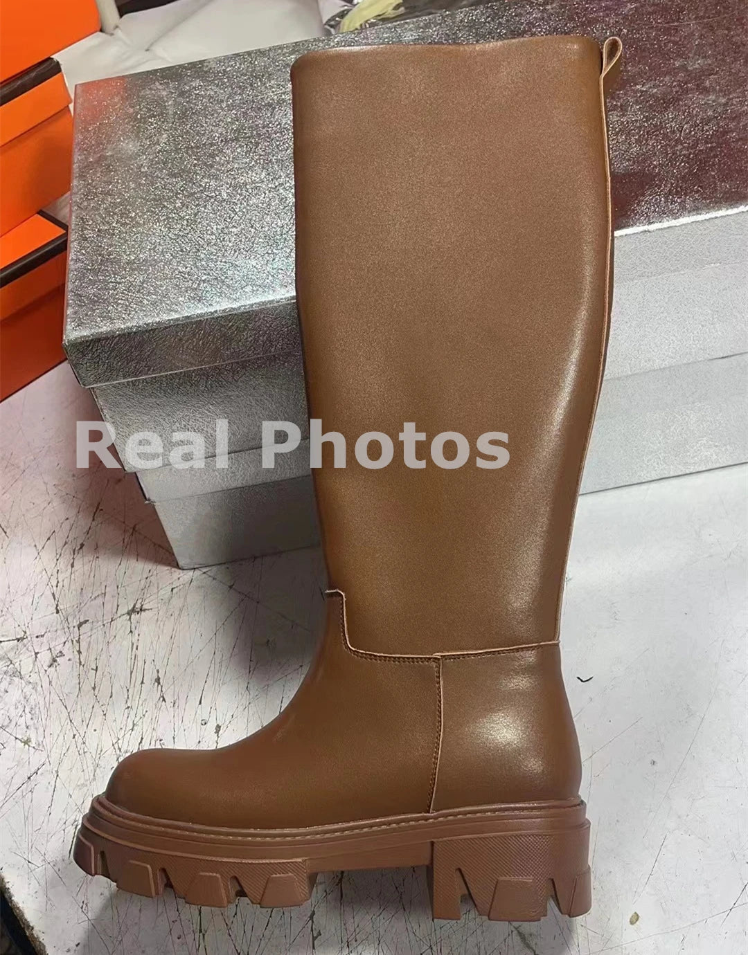 GRAVEWALKER 13: Women’s Cowhide Platform Riding Boots – Punk Leather Knee-Highs with Square Heels for Heavy Winter Impact - Premium boots from dsers - Just $252.22! Shop now at Lizard Vigilante