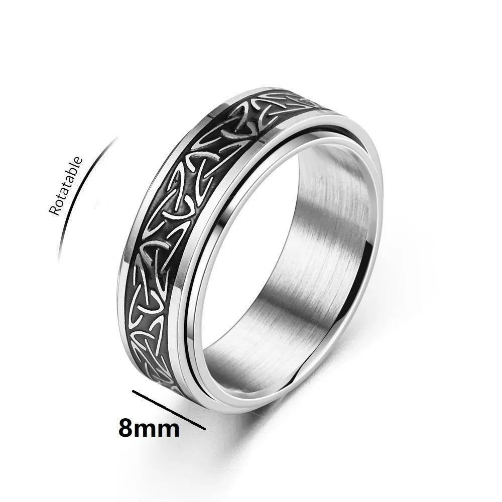 Viking Celtic Knot Rune Rotating Anxiety Joint Ring For Men Anti Stress Stainless Steel Spinner Fidgets Ring Anillo Antiestres - Lizard Vigilante