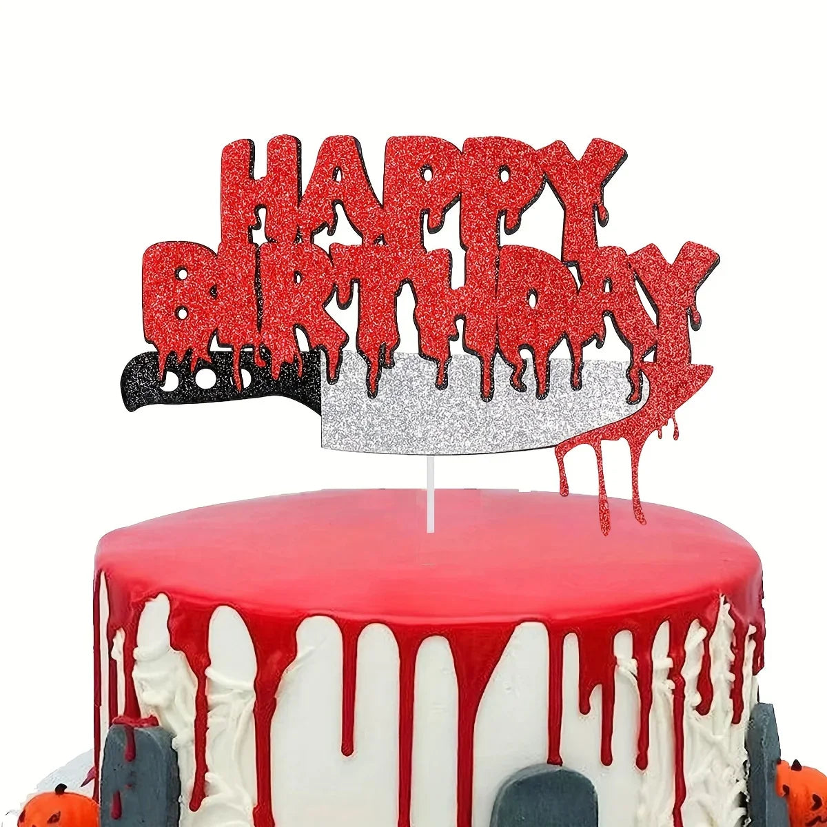 1pc Spooky Halloween Horror Cake Decor - Unique centerpiece for a Scary Sweet Treat