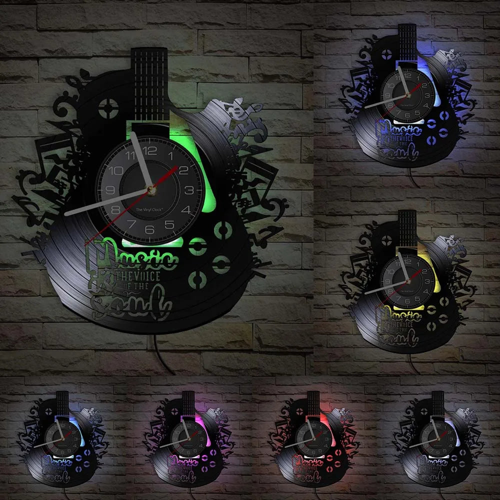 Guitar Player Vinyl Record Wall Clock: The Rock Music Instrument Wall Art for Your Living Room