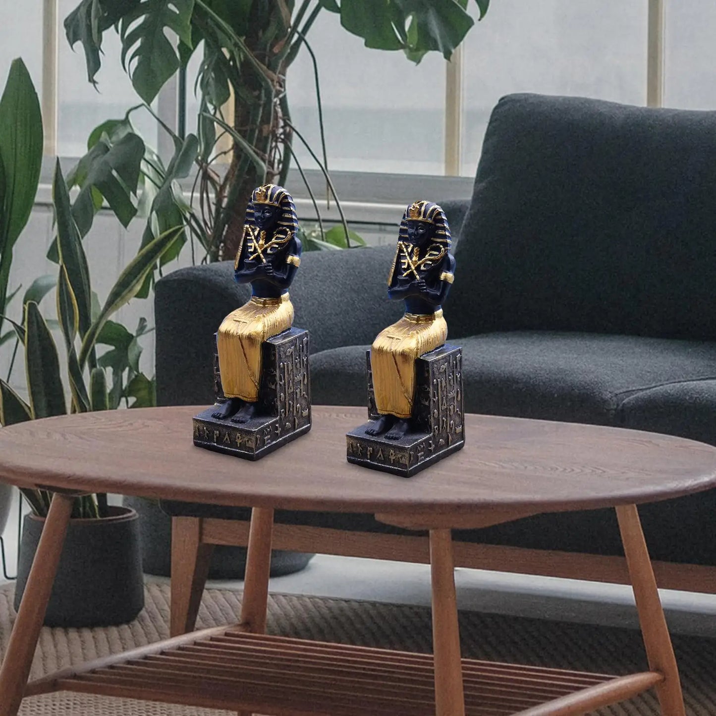 2 Pieces Pharaoh Figurine Sculpture Collectible Artware for Desktop
