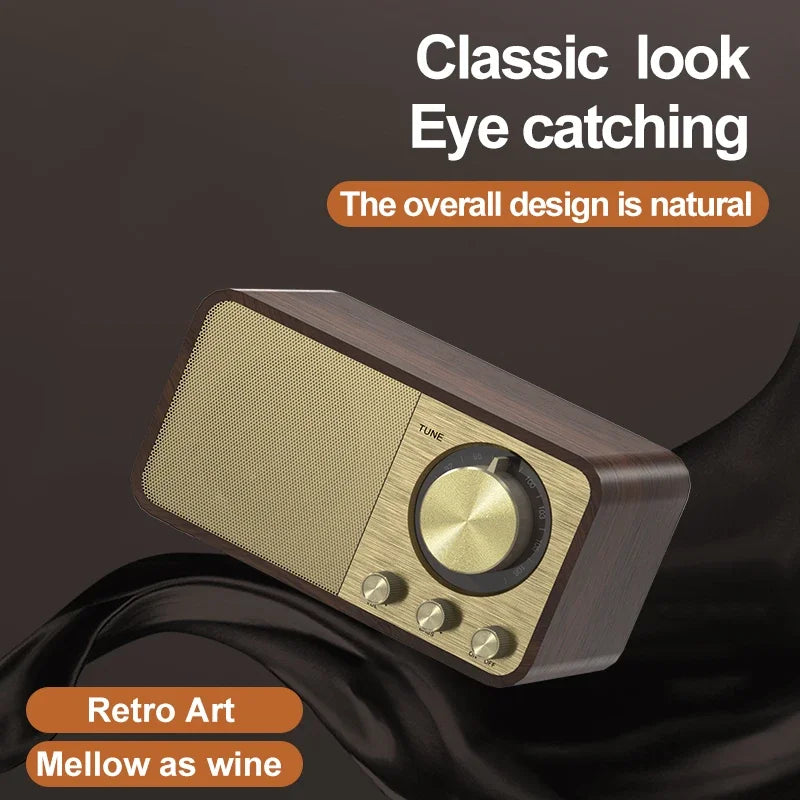 Nostalgic Bluetooth Speaker Bluetooth Sound Retro Classic Speaker Retro Radio Wireless Bluetooth 5.0 Wooden Portable Subwoofer