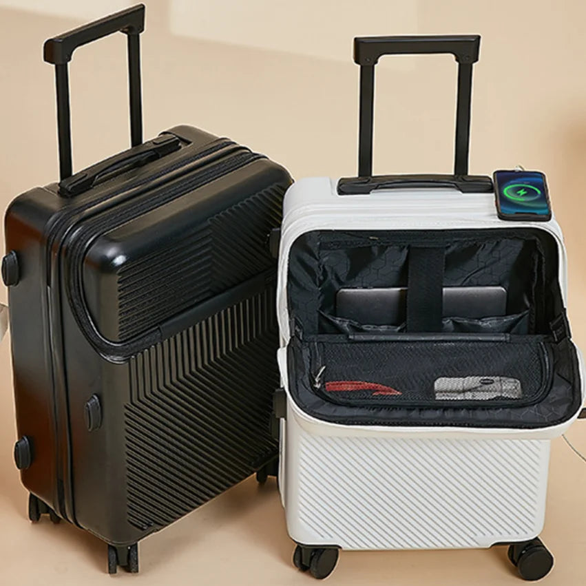 20" Expandable Carry-On Suitcase with USB Charging – Scratch-Resistant, Spinner Wheels, and Front Access for Ultimate Travel Convenience - Premium luggage from Lizard Vigilante - Just $95.99! Shop now at Lizard Vigilante