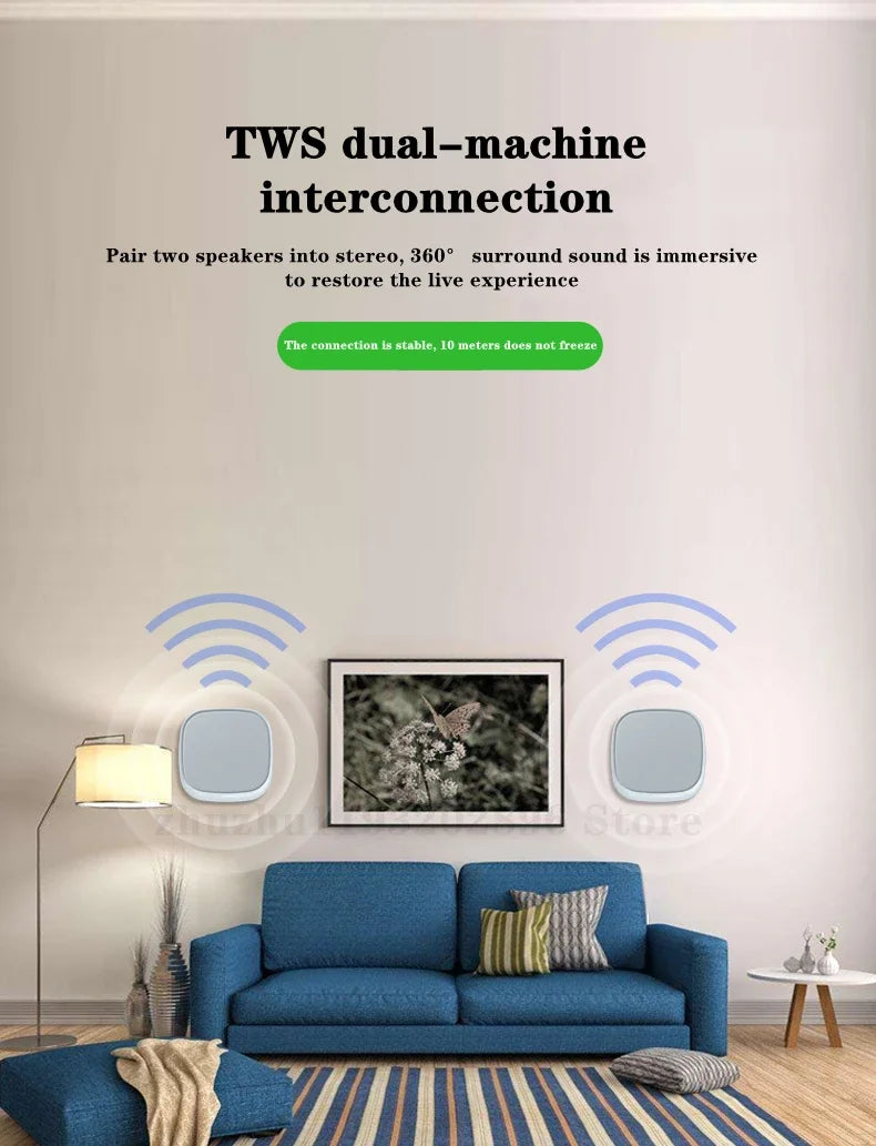 Shop Wall-mounted Bluetooth Speaker TWS Interconnection Built-in 4400 MAh Battery Boom Box Wireless 3D Surround Stereo Subwoofer