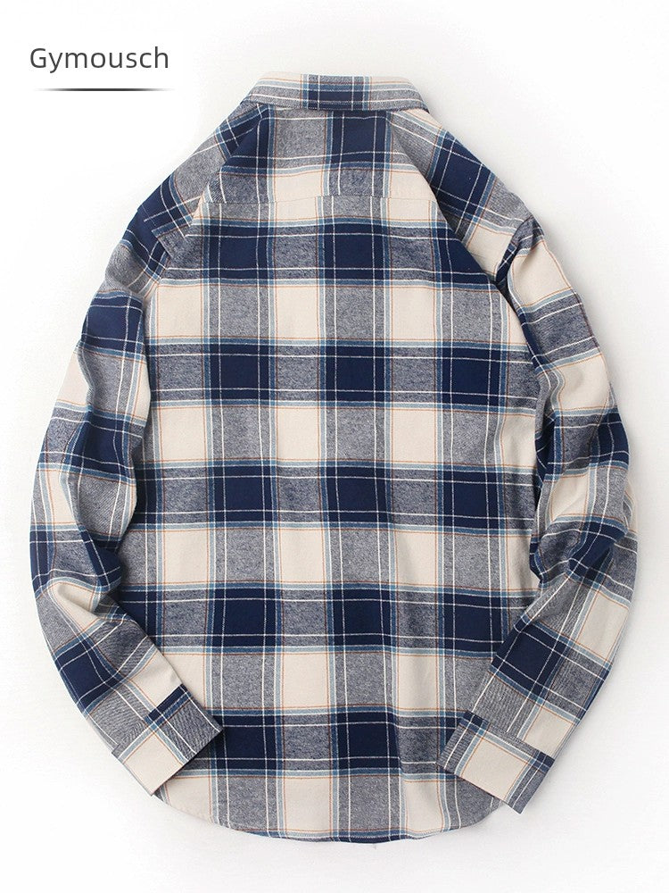 Gemushi Men's Autumn & Winter Flannel Shirt – Casual Long Sleeve Plaid Button-Down - Premium flannel shirt from Lizard Vigilante - Just $48.88! Shop now at Lizard Vigilante