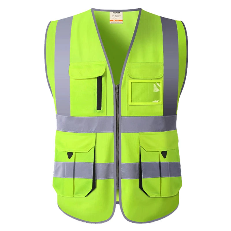 Orange Safety Vest Multi Pockets High Visibility Workwear Vest Zipper Front - Premium vest from Lizard Vigilante - Just $20.99! Shop now at Lizard Vigilante