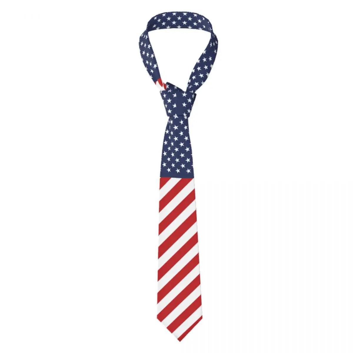 Flag Of United States USA NeckTie Emblem Cute Funny Neck Ties For Male Leisure Great Quality Collar Tie Custom Necktie Accessories - Lizard Vigilante