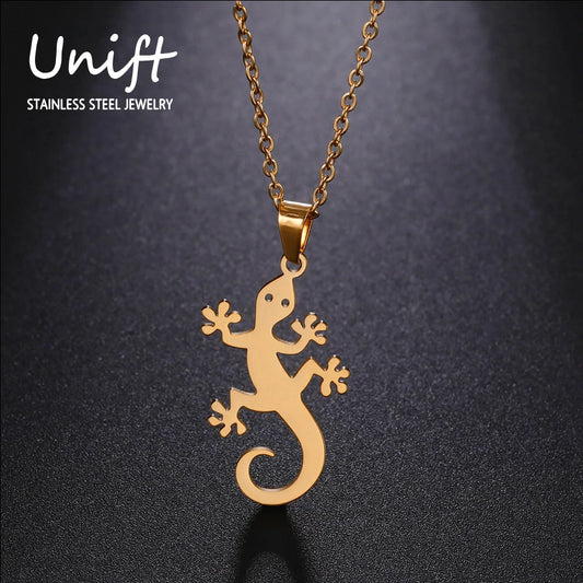 Lucky Lizard Gecko Necklace – Stainless Steel Salamander Pendant for Women - Premium necklace from Lizard Vigilante - Just $19.99! Shop now at Lizard Vigilante