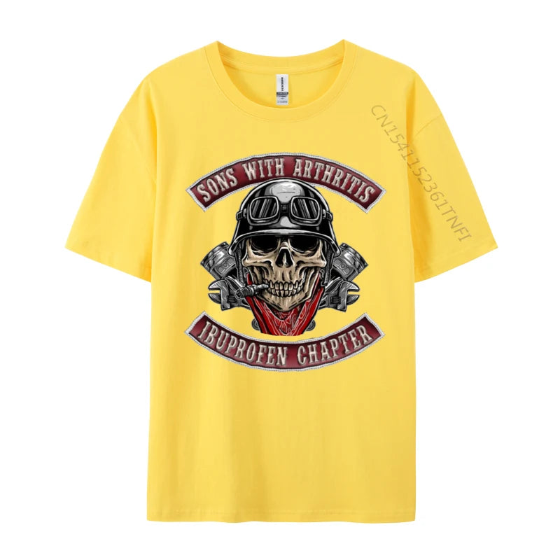 Sons With Arthritis Ibuprofen Chapter Funny Biker Skull T-Shirt – 100% Premium Cotton - Premium T-Shirt from Lizard Vigilante - Just $25.88! Shop now at Lizard Vigilante