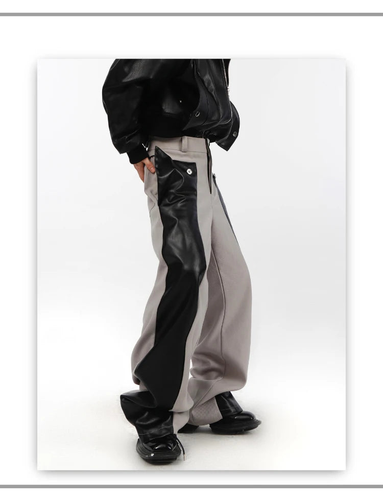 Patchwork Leather Combat Trousers – Mauroicardi Black & Toxic Green High-Waist Men’s Street Pant for Chaos & Club Damage - Premium pants from dsers - Just $159.99! Shop now at Lizard Vigilante