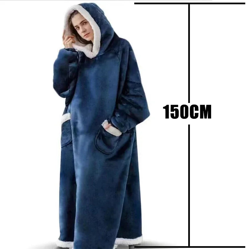 Winter Hoodies Unisex Blanket Sweatshirt Women Men Pullover Pajamas Fleece Giant TV Oversized Blanket with Long Flannel Sleeves - Premium pajamas from Lizard Vigilante - Just $39.99! Shop now at Lizard Vigilante