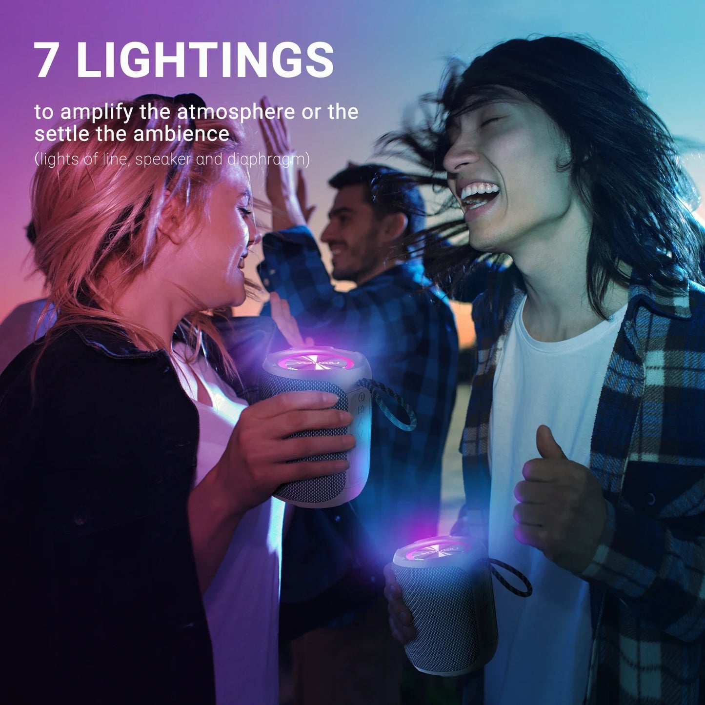 Portable Bluetooth Speaker BT5.0 IPX7 Waterproof Stereo Music Surround Wireless Speaker With LED Light Subwoofer Outdoor Speaker