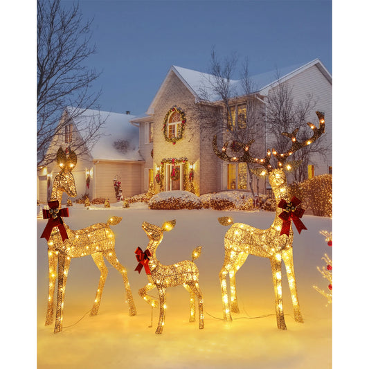 Indoor Outdoor Large Lighted Christmas Deer Family Set Front Yard Porch Holiday Decoration with 160/210 Warm White LED Lights - Premium  from Lizard Vigilante - Just $138.99! Shop now at Lizard Vigilante