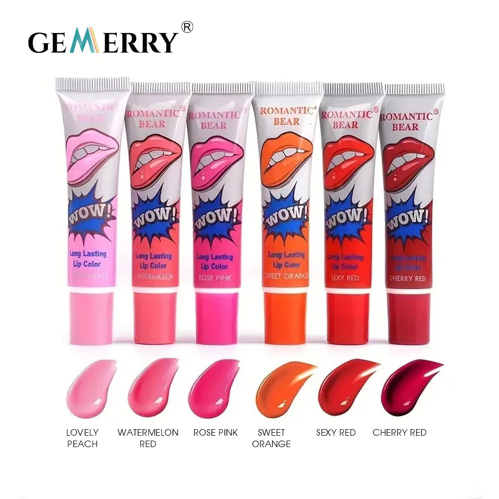 Gemerry 6 Colors Peel Off Lipstick Magic Sexy Makeup Long Lasting Lip Gloss Beauty Waterproof Lip Stick Women Cosmetic