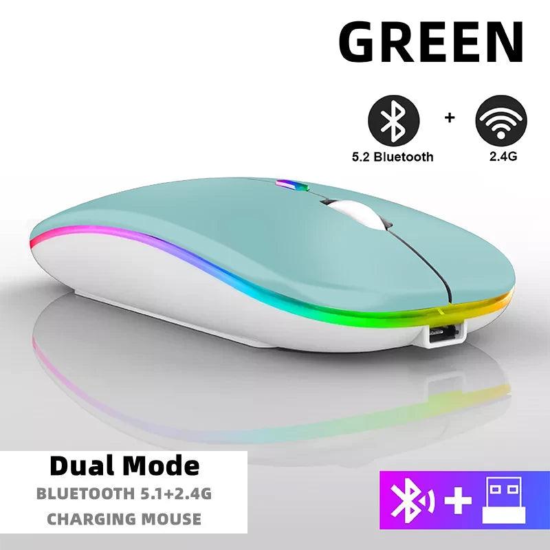 Rechargeable Bluetooth Wireless Mouse with 2.4GHz USB RGB 1600DPI Mouse for Computer Laptop Tablet PC Macbook Gaming Mouse Gamer - Lizard Vigilante