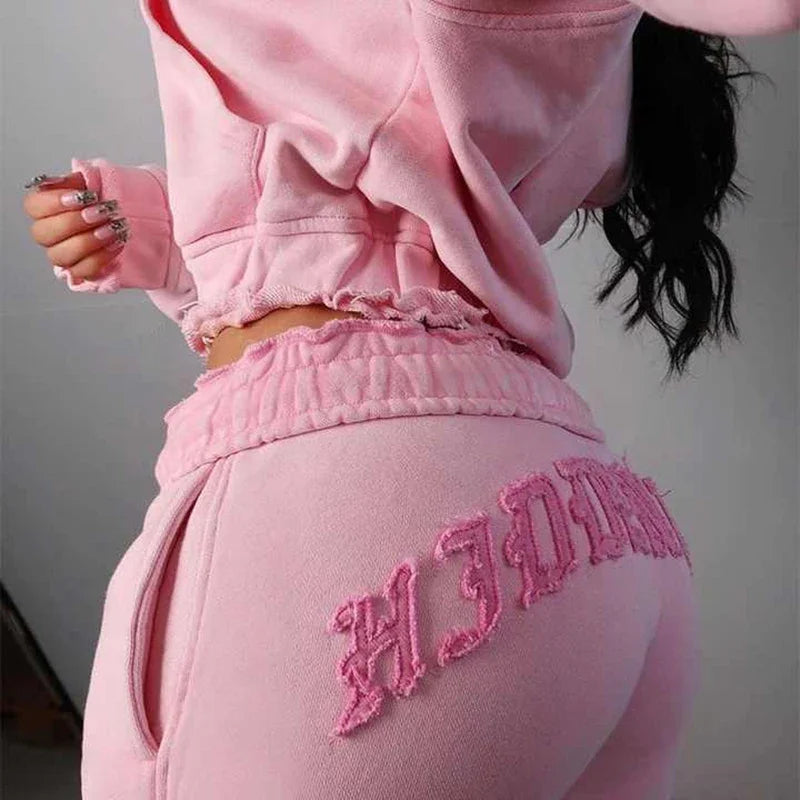 Y2K Punk Harajuku Letter Spliced Hoodie Sweatshirt and Jogger Set – Sexy & Cute Aesthetic Outwear for Women - Premium Long-sleeve hoodie from Lizard Vigilante - Just $29.99! Shop now at Lizard Vigilante