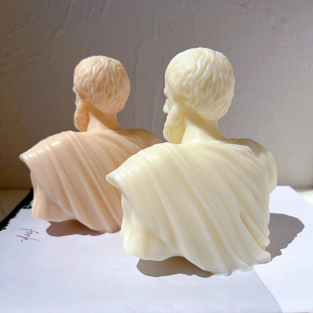 Aristotle Statue Candle Mold Greek Philosopher Bust Silicone Molds Greek Art Man Sculpture Wax Tool Tabletop Ornament