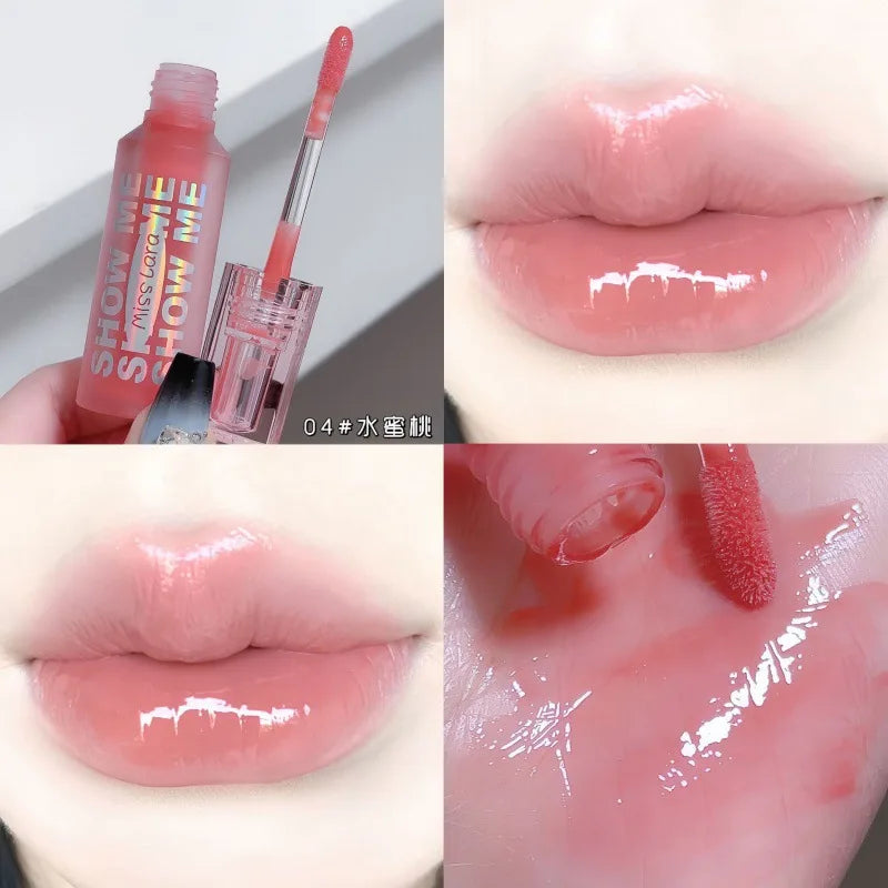 MISS LARA Show Me Cheap Lipstick Mirror Watery Glass Lip Gloss Moisturizes Whitens Atmosphere Pure Girly Lip Gloss Cosmetics Hot