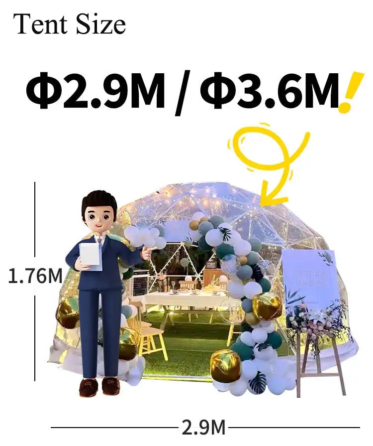 3.6M TPU Transparent Clear Bubble Dome Tent / Outdoor Event Party Camping Cafe Dining Plastic PVC Garden Igloo Dome Tent Luxury
