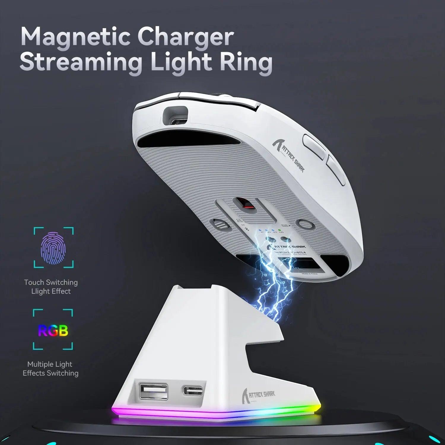 Lightweight Wireless Gaming Mouse with 3 Mode Wired 2.4G BT5.2 Up to 26K DPI RGB Backlight Charging Base for Laptop Desktop - X6 - Lizard Vigilante