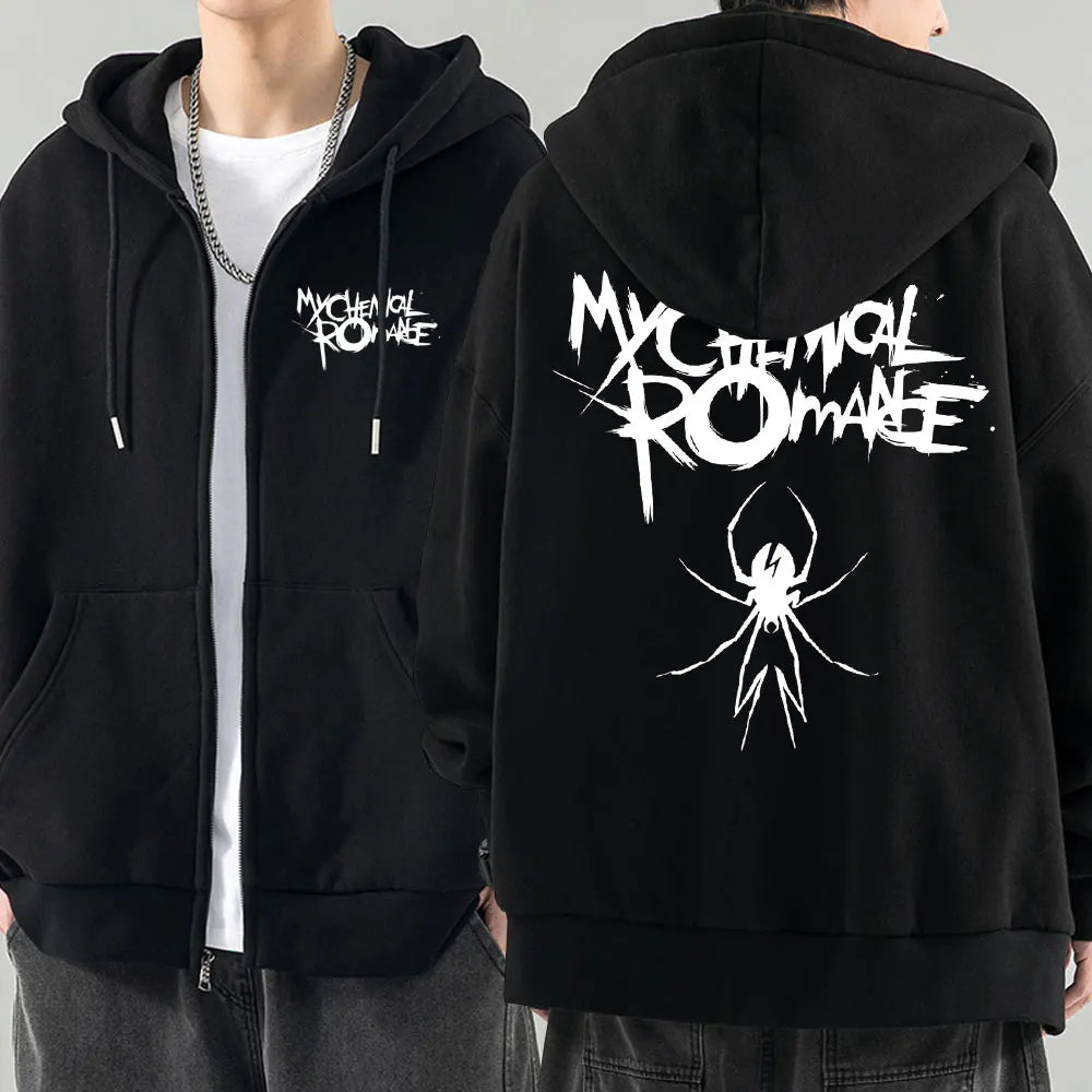 My Chemical Romance Black Parade Zipper Hoodie | Punk Emo Zip Up Sweatshirt for Men - Premium Long-sleeve hoodie from Lizard Vigilante - Just $44.44! Shop now at Lizard Vigilante