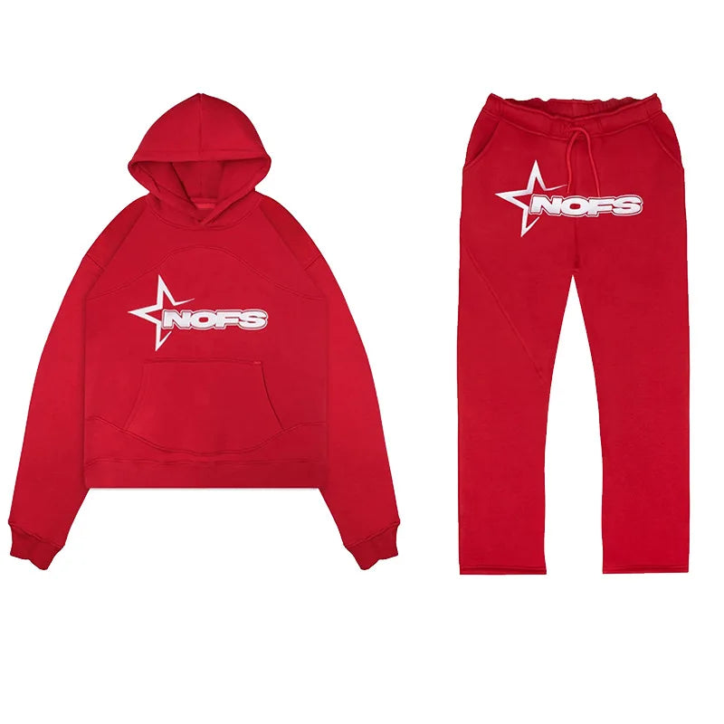 HOT NOFS Print Hoodie and Sweatpants Set – Trendy Brand Streetwear for Men and Women - Premium hoodie set from Lizard Vigilante - Just $58.88! Shop now at Lizard Vigilante