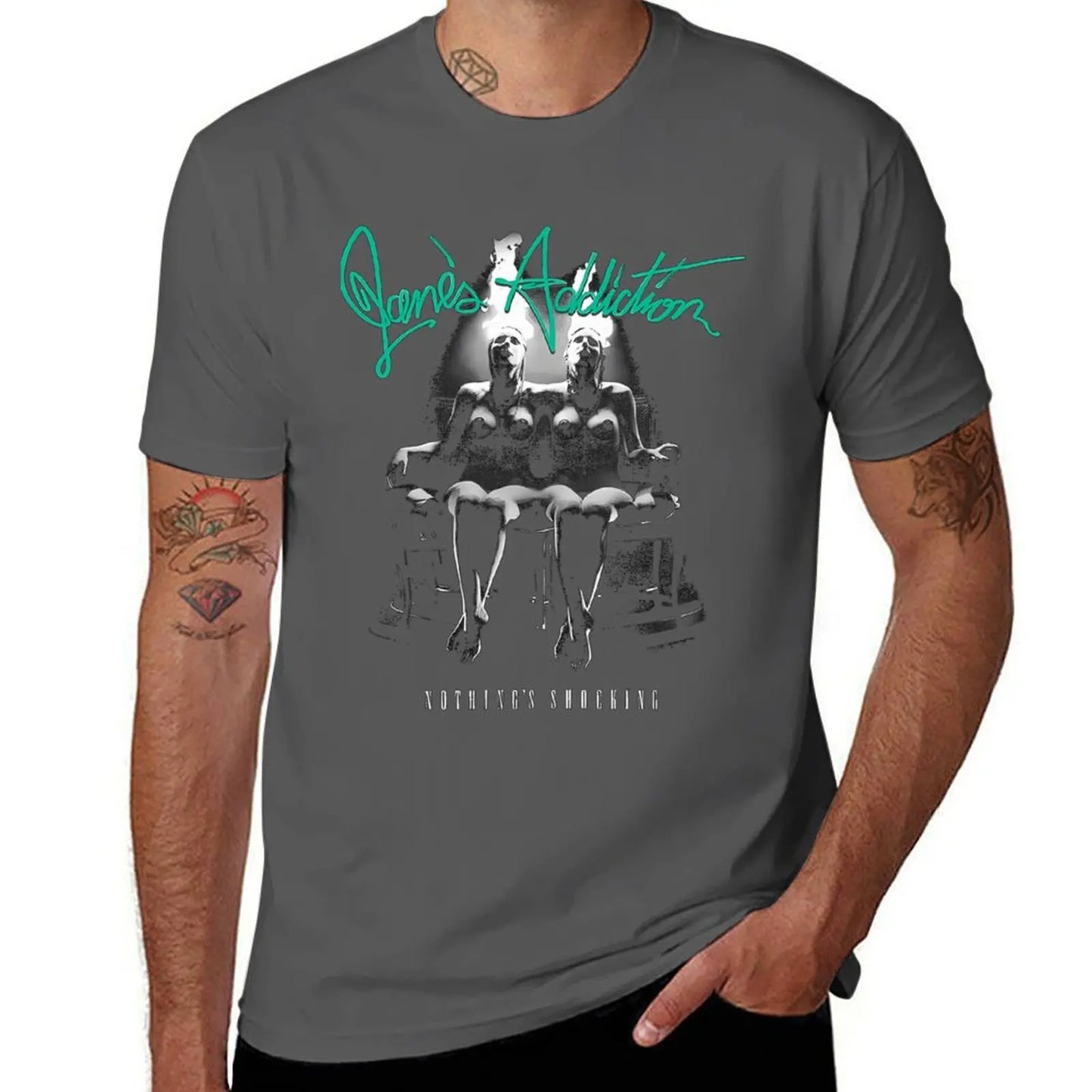 Jane's Addiction Band T-Shirt – Chic Hippie Style, Plus Size Casual Tee for Men – Blue Archive Print Short Sleeve Shirt - Premium T-Shirt from Lizard Vigilante - Just $19.99! Shop now at Lizard Vigilante