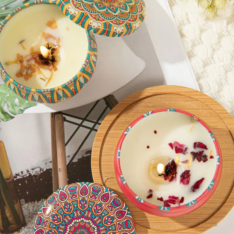 Osmanthus Gardenia Fragrance Candles with Petals Small Romantic Fragrance Candles for Girls' Birthday Gifts Home Aromatherapy