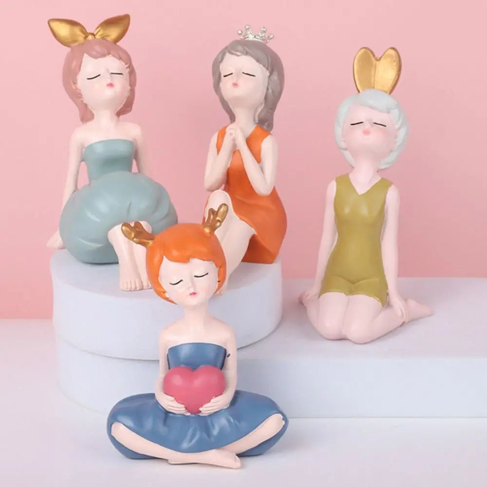 Crafts Resin Little Girl Statue Cute Creative People Sculpture Handicraft Waterproof Miniatures Figurine Living Room